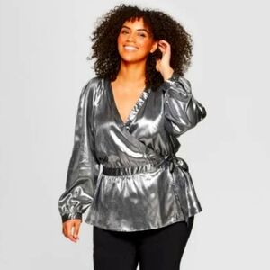 Who What Wear Metallic Blouse